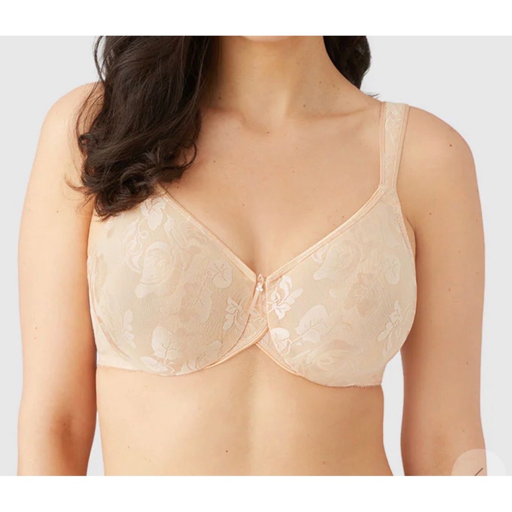 Wacoal Awareness Underwire Bra 85567 Floral Jacquard Tan Beige 40C X3